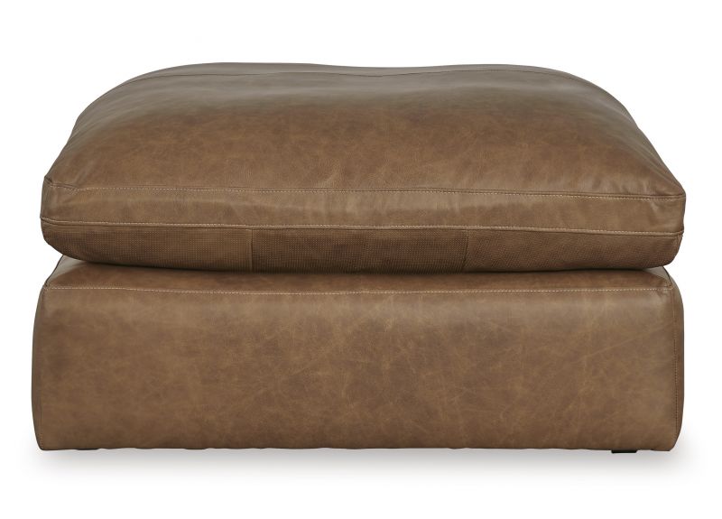 Large Ottoman in Genuine Leather Upholstery with Non-skid legs - Emita